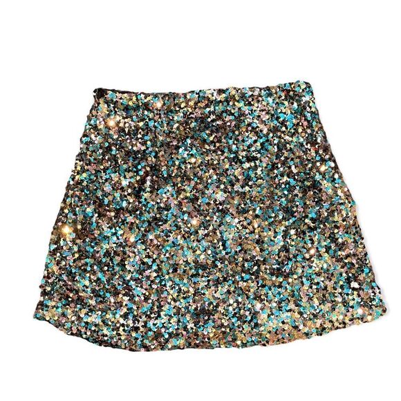 Olivaceous Multicolored Sequin Embellished Micro-mini Skirt Sz Medium - Picture 3 of 9
